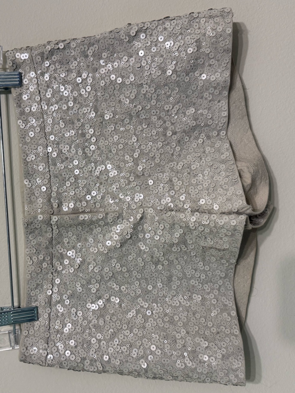 Express Silver Mid-Rise Sequin Micro Shorts